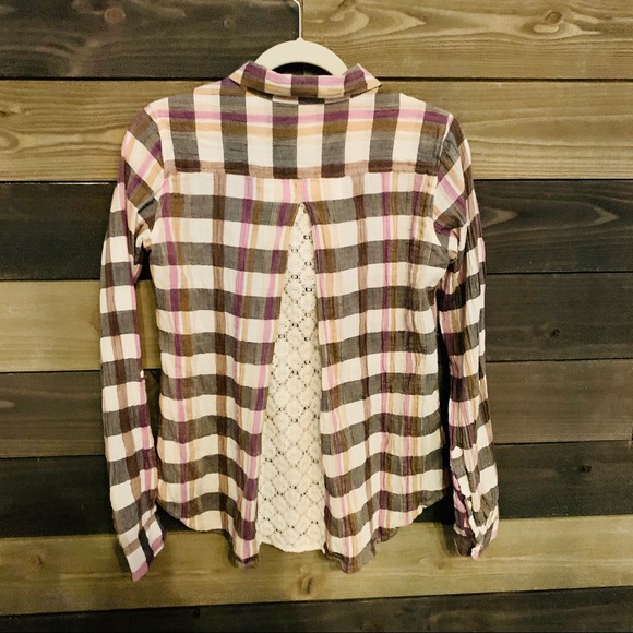Anthropology Isabella Sinclair Plaid Lace Shirt - Picture 5 of 8